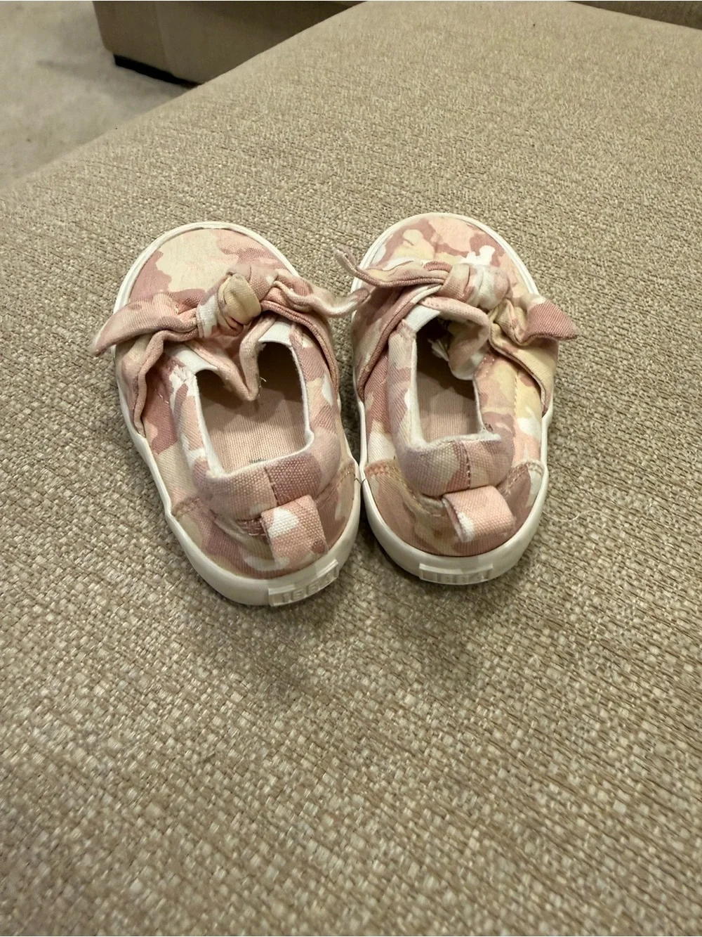 Old Navy Pink Camo Slip-On Sneakers with Bow Accent